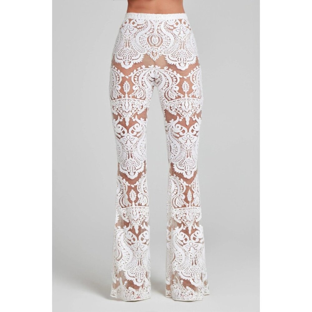 Nadine Merabi Piper White Sequin Pants S/M